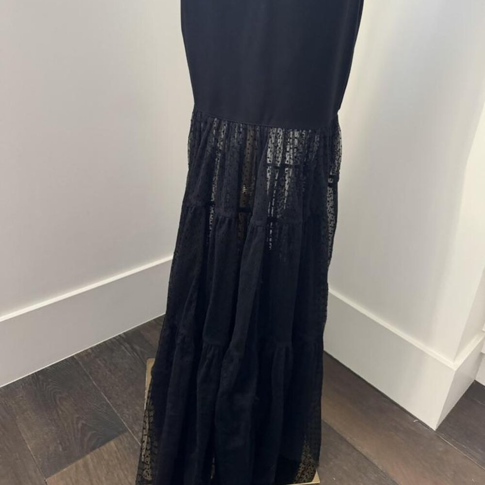 STAUD Black Sleeveless Maxi Dress with Lace Hem - Picture 5 of 10
